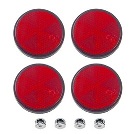 Rrina 4Pcs Red Plastic Reflective Warning Round Reflector for Motorcycle Bike
