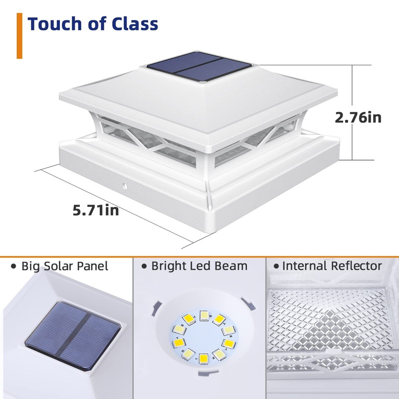 APONUO 4x4 Solar Post Cap Lights, 6 Pack 2-Modes Bright