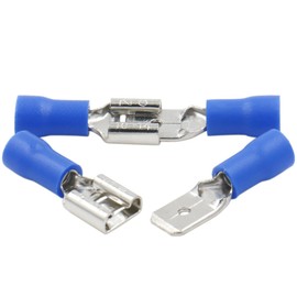 Heschen 100 x Blue 1/4" x 0.8mm Vinyl Insulated Male / Female Quick Disconnect Connector FDD+MDD2-250 Cable Clamp for 1.5-2.5mm² (16-14AWG)