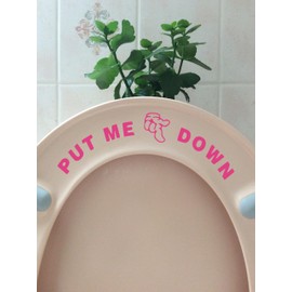 Fun 'Put Me Down' Toilet Seat Funny Sticker Bathroom Accessories (Pink)