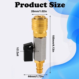 1/2 Inch Compressed Air Quick Release Coupling, Brass Compressed Air Stopcock, G 1/2 Inch Brass Compressed Air Filling Valve, with Nozzle 7.2 NW, Tools with Compressed Gas for Industry, DIY