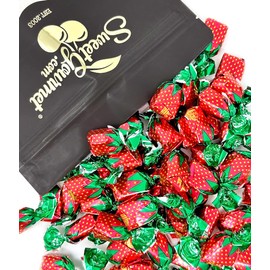 SweetGourmet Strawberry Bon Bons Buds Filled Hard Candy | 1 Pound