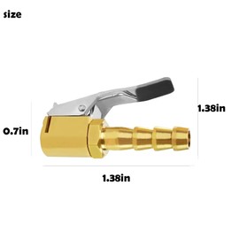 Brass Air Chuck with Lock-on Clip Male Pneumatic Air Hose Fittings 2Pcs with Hose Clamps 2Pcs for Inflator Gauge Compressor Accessories（Golden） (1)