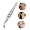 Baluue 2pcs Fine Tipped Tweezers Eyelid Tweezers for Women Metal