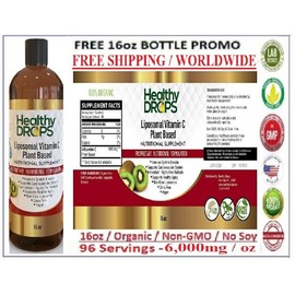 Health Drop LIPOSOMAL VITAMIN C ORGANIC "3 MONTHS SUPPLY" "96.000mg Grams" liquid 16oz 2026
