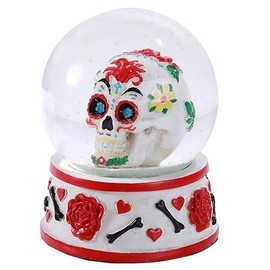 Pacific Giftware Day of The Dead Sugar Skull Head Water Globe 80mm Home Decor Gift Collectible