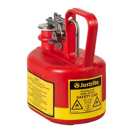 Justrite 14065 Oval Safety Can, Flammables, 0.5 Gal, Red