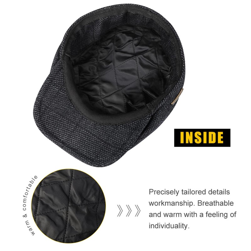 Superora Men's Flat Cap Herringbone Tweed Newsboy Cap Herringbone, blue