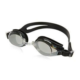 Sporti Antifog Positive Optical Mirrored Swim Goggles - Diopters 2.0 to 6.0, Perfect for Long-Sighted Adults, Enhanced Vision - Silver Mirror/Smoke Lens/Black Frame - Positive 2.5