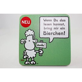 Sheepworld - 45464 Coaster No. D14, Sheep, Wenn Du das lesen kannst, bring mir ein Bierchen!, cork, 9.5 cm x 9.5 cm