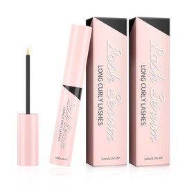 Eyelash Serum, Without Hormones, Natural Lash Serum, Eyelash Growth Serum for Intensive Long & Dense Eyelashes, Faster Eyelash Growth, Nourishing, Fuller and Longer Eyelashes (2 Pieces, Pink)