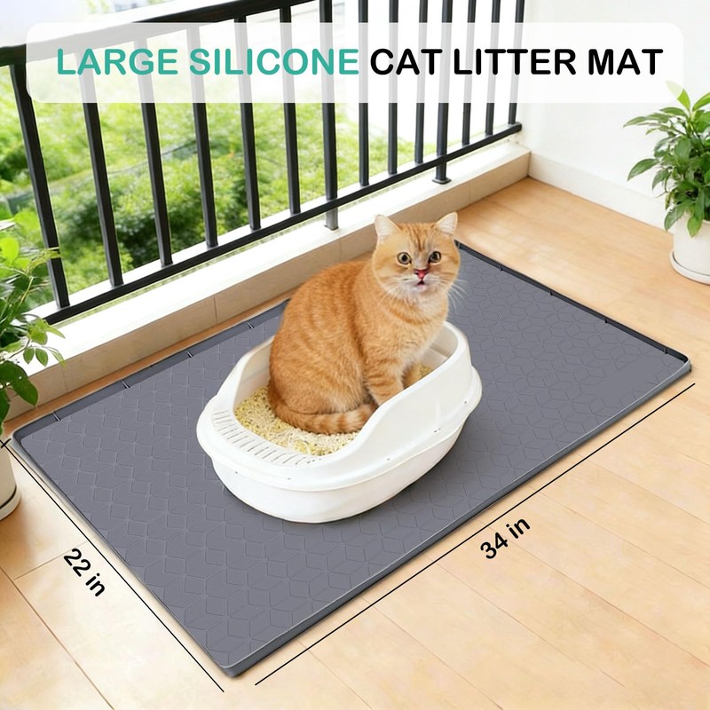 SORKUT Cat Litter Mat 34x22 Inch, Large Silicone Litter Box