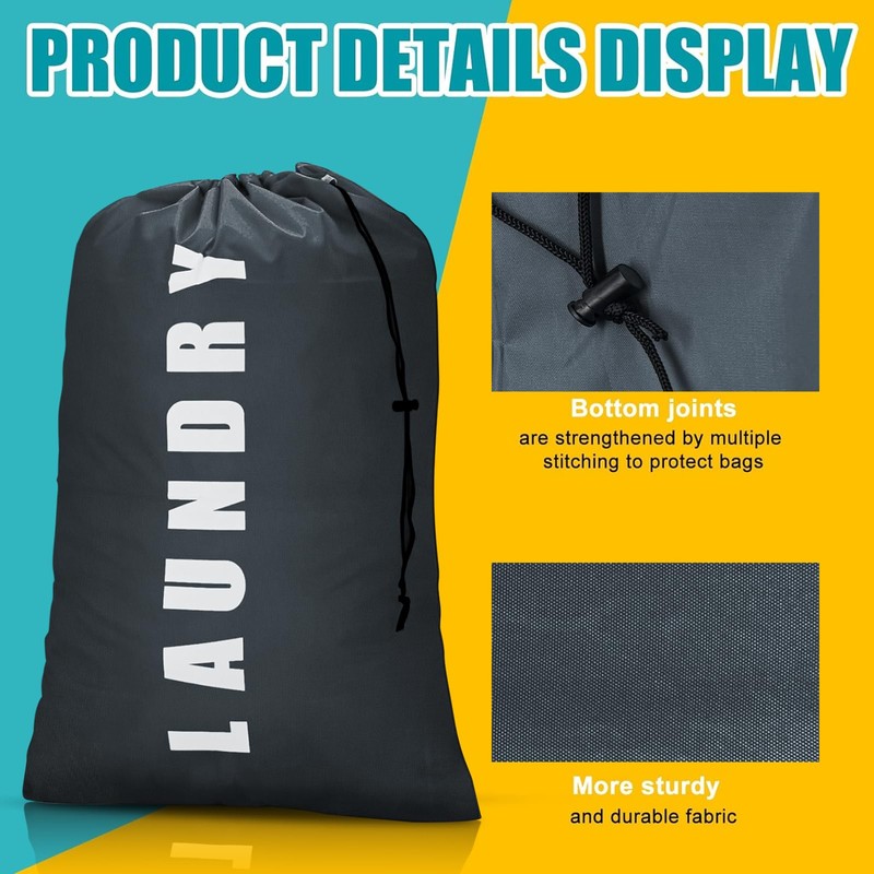 1 Pack Upgrade Extra Large Travel Laundry Bag with Drawstring，24"