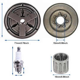ZAMDOE Clutch Drum Sprocket Kit with Needle Bearing for Chinese 4500 5200 5800 45CC 52CC 58CC Petrol/Gasoline Chainsaw Accessories Replacement Part