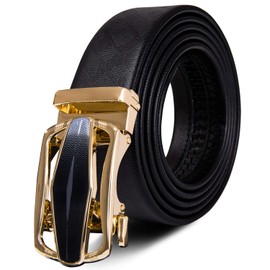 Dubulle Gold Men's Belt Ratchet Leather Belts Designer Automatic Click Buckle Adjustable Slising Strap for Dress Wedding Business