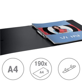 VON Leitz 42471099 Pack of 5 A4 Ring Binder with 2 Rings Polypropylene Folder 30 mm Spine Width for 190 Sheets Ring Mechanism for School, Study & Household, Multicoloured, Pack of 5