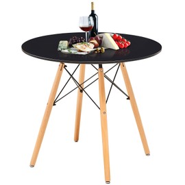 Round Kitchen Dining Table 32'' Modern Leisure Dining Room Table with Wooden Legs Office Living Room 2-4 People