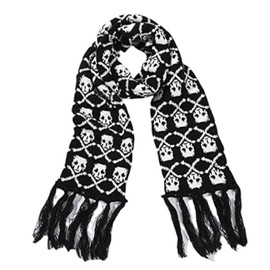 ANKOMINA ANKOMINA Winter Warm Knitted Scarf Skull Skeleton Print Shawl Wraps Neck Warmer Tassel Fringe Scarf for Women Men Kids