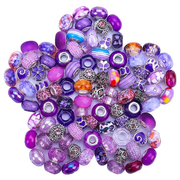 VICTLOV 60 Pieces European Large Hole Spacer Beads Charm Fairy