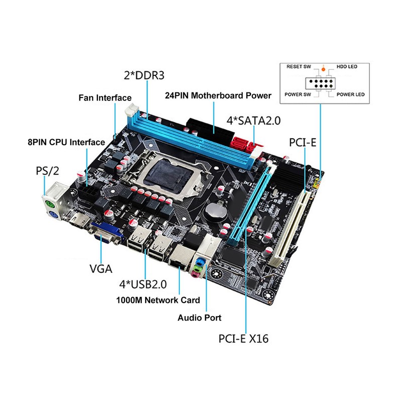 DDR3 Motherboard 1 PCIex16 4 SATA2.0 DDR3 6 USB2.0 1000M
