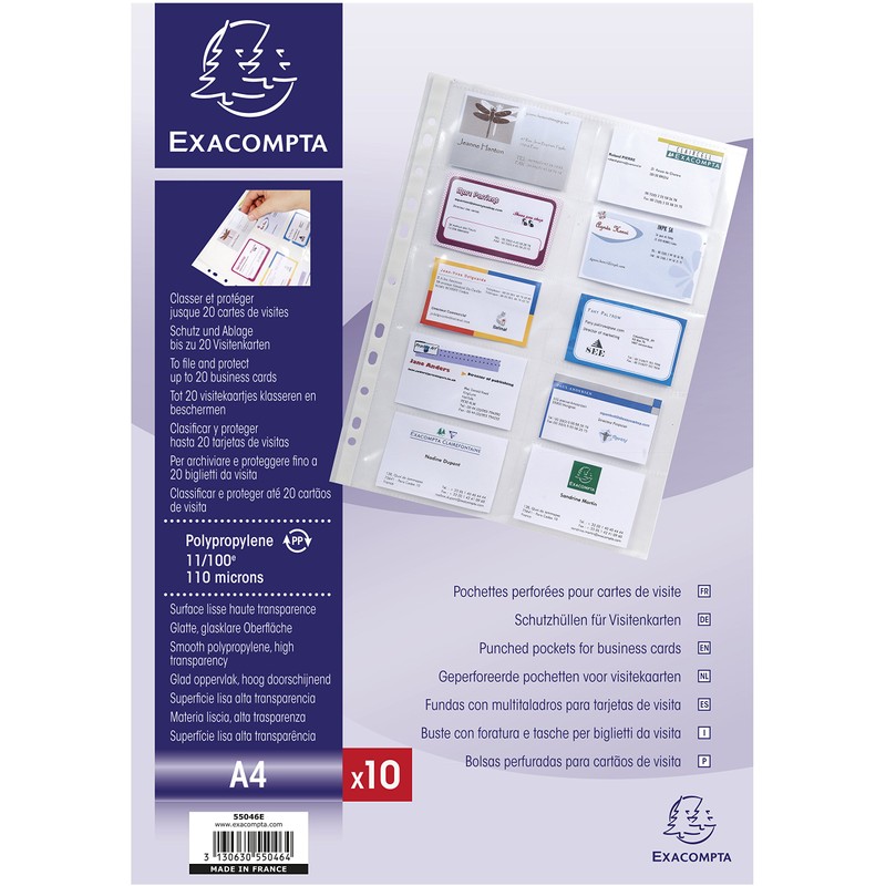 Exacompta - Ref 55046E - Polypropylene Specialist Business Card Punched