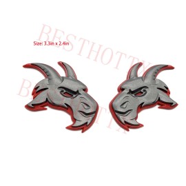 Emblem New Ram Head Emblem for TRX Ram 1500 Fender badge Hellcat Style Gray Red