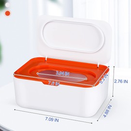 Flenpptly Baby Wipes Dispenser, Wipes Case Baby Wipe Holder Keeps Wipes Fresh, Non-Slip, Easy Open & Close (Orange)