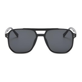 boqopod Retro Square Aviator Sunglasses Women Men UV400 Vintage Trendy Rivet Narrow Frame Sun Glasses SG97113 (Black)