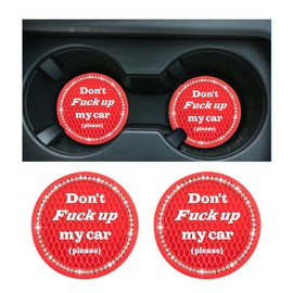 Sylvil 2 PCS Bling Car Cup Coaster, 2.75 Inch Anti-Slip Cup Holder Insert Coasters, Crystal Rhinestone Auto Drink Car Cup Mat for Women Girls, Universal Interior Car Accessories (Red)