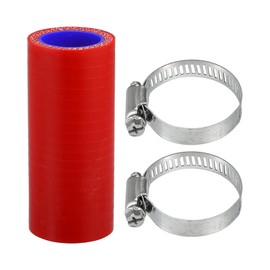 X AUTOHAUX 1 Set 22mm 0.87" ID 76mm 2.99" Length 0 Degree Red Blue Car Silicone Hose with Clamps Coolant Hose Universal