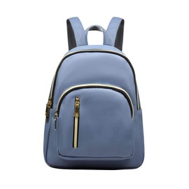 Yanaier Women's Backpack, PU Leather, Mini Backpack, Large Capacity, Waterproof, Lightweight, Zipper Backpack, Small, Popular, Stylish, Commuting to Work or School, Travel, Mother's Backpack, blue