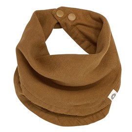 Kishu Baby Indi GOTS Organic Infinity Scarf Bib - 4-Way Reversible, 8 Layer Muslin Drool Bib (Caramel)