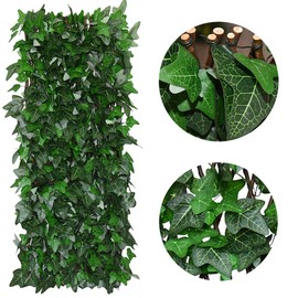 JOYSFIT Expandable Faux Ivy Fence,Artificial Privacy Screen Decor for Outdoor Wall, Balcony and Patio, Single Sided Leaves (2, Green-Ivy)