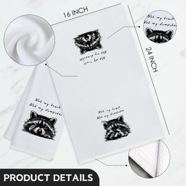 Koesus Funny Raccoon Meme Kitchen Towels, Not My Trash Not My Dumpster Sarcastic Dish Towels Tea Towels, Trash Panda Humor Hand Towels, Gifts for Raccoon Lovers, 16x24 Inch