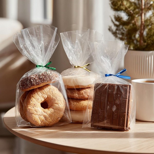 joybest 200 Pcs Cello Cellophane Treat Bags, 7x13 Inches Clear