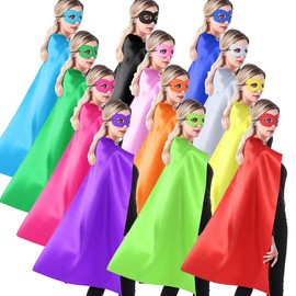 ADJOY Superhero Capes and Masks for Adults Girls and Boys - Team Spirit Building Party Capes - Mixed Colors 12 Sets