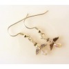 Tiny Angel Pierced Dangle Earrings with AB Crystal Beads Silvertone
