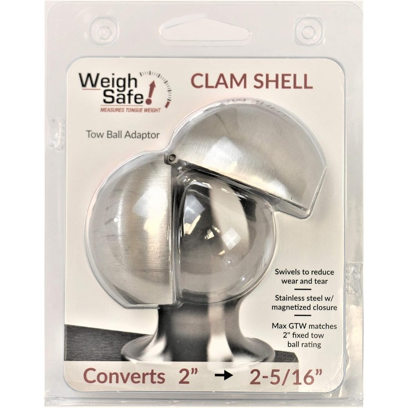 Weigh Safe Clamshell - Stainless Steel Tow Ball Adapter -