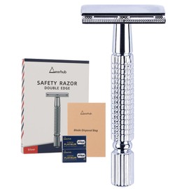 Gearhub Double Edge Safety Razor Reusable Stainless Metal Wet Shaving Shaver for Men Women Barber Bikini Armpit Hair, Silver GR131