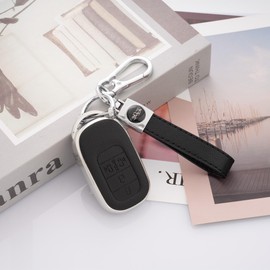 [PIMOHI] N-BOX Custom JF5 JF6 Key Case, Compatible with Honda New Step Wagon, Key Cover, NBOX Civic ZR-V Vezel, Key Chain, Leather-like TPU, Sliding Doors on Both Sides, black silver