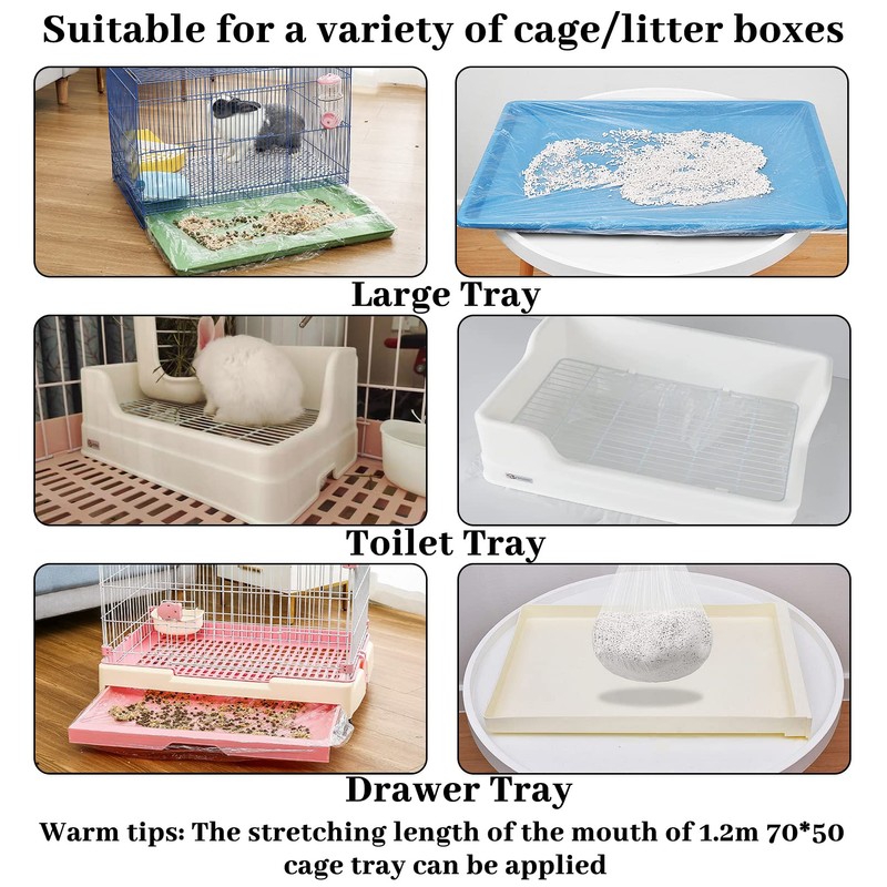 BNOSDM 100 PCS Disposable Rabbit Cage Liner Plastic Guinea Pig