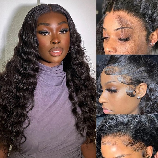 SICNPRW Deep Wave Lace Front Wigs Human Hair Pre Plucked