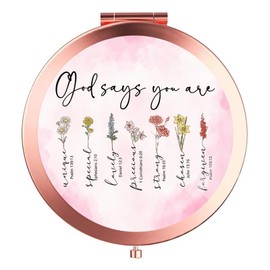 GAOLZIUY Christian Gifts for Women, Inspirational Gifts, Rose Gold Bible Compact Mirror, Religious Gifts for Her, Verse Makeup Mirror, Spiritual Gifts for Mom Sister Friend Grandma Coworker