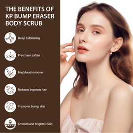 IREV KP Bump Eraser Body Scrub, Coffee Scrub with AHA BHA, Exfoliating Body Scrub Ingrown Hair Treatment for Bikini Area, Body Exfoliator Exfoliant for Chicken Skin Strawberry Treatment Body Scrub