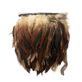 LONDGEN Rooster Feather Trim Fringe Width 5-7 inches Craft Feather Fringe Trim Pack of 5 Yards (Natural)