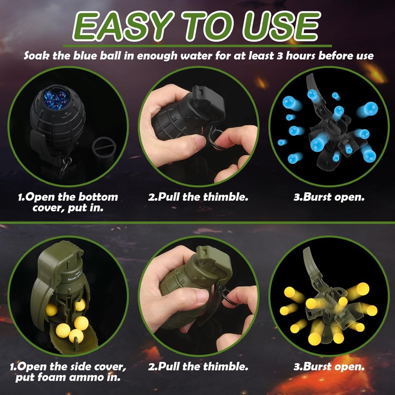 Tactical Toy Hand Grenade Bomb for Nerf CS Battle Game,2Pcs