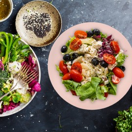 Relaxdays 2 x Salad Bowls Stainless Steel 2 L Round Metal Bowl for Baking and Serving, Diameter 20 cm, Kitchen Bowl, Pink/Gold