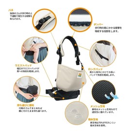 Nippon ETEX Humor Baby Side Carrier, Light Beige, Can Be Used After Sitting Your Neck Lumbar Bones, Simple, Carrier, Compact, Carry, Shock Absorption, Writing Down by Satakeshunsuke, Machine Washable,