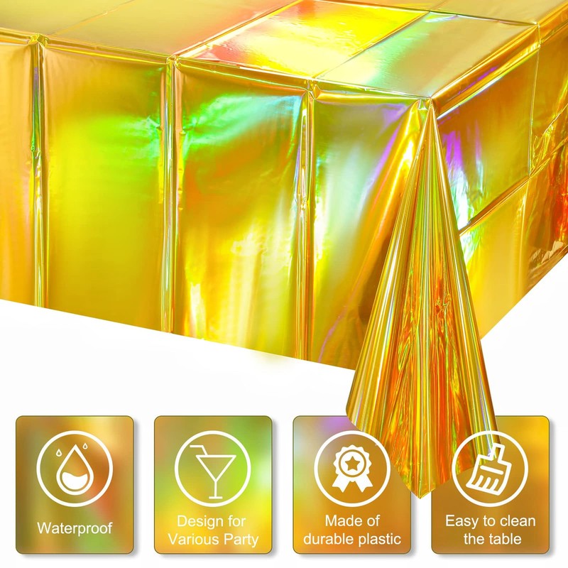 CZSYZCZS 54" x 108" Sequin Holographic Foil Tablecloths Plastic Tablecloths