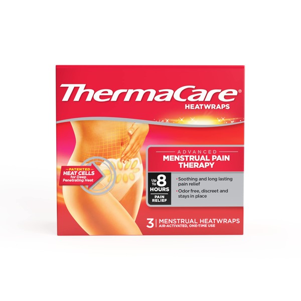 ThermaCare Menstrual Pain Relief Heatwrap, Soothing Heat For Up To 8 Hours of Period Pain Relief, Adheres to Clothes, Discreet, Portable Heat For Real Relief